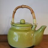 Teapot in glazed stoneware and bamboo