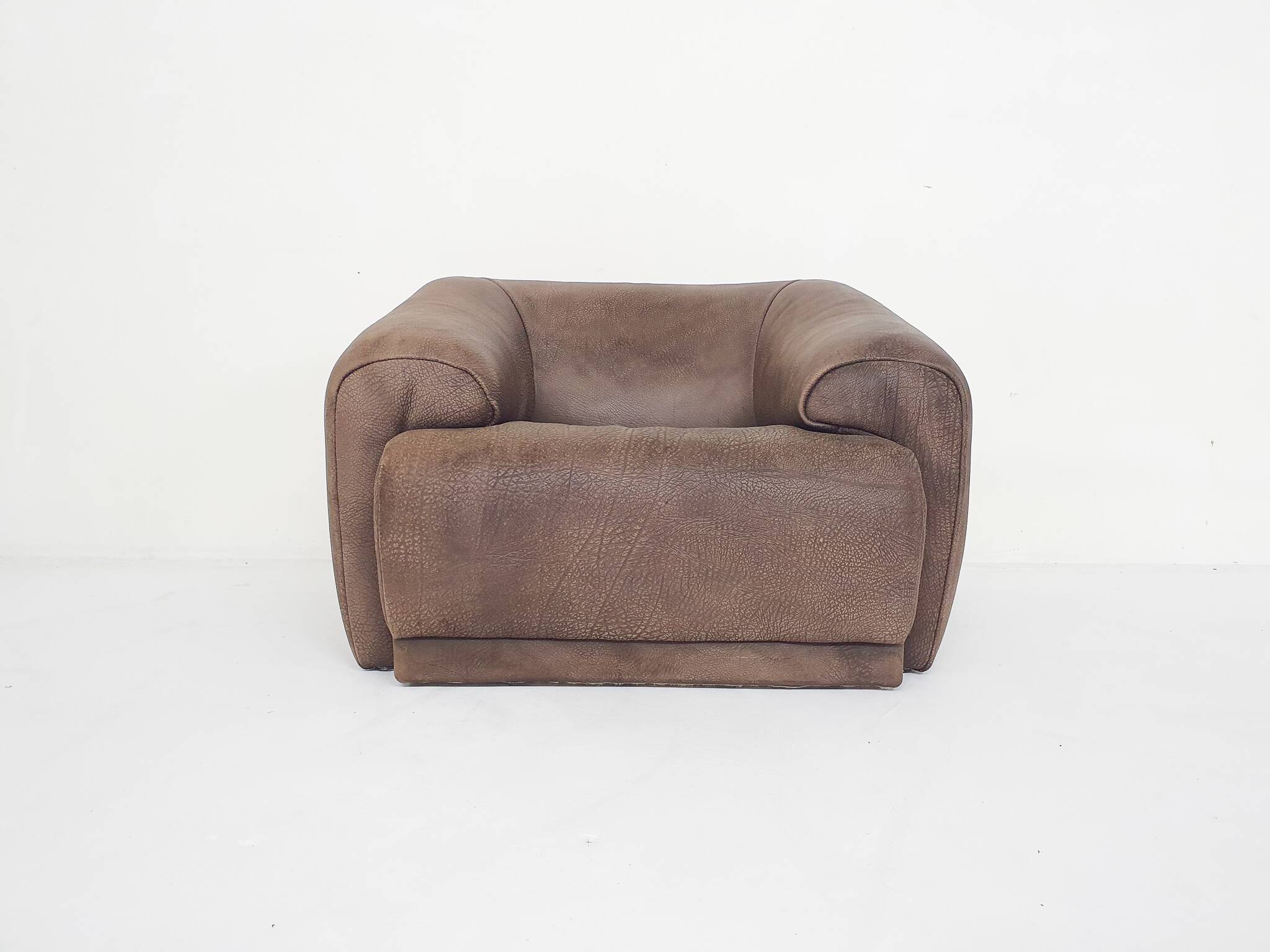 Buffalo leather De Sede style lounge chair, 1960's