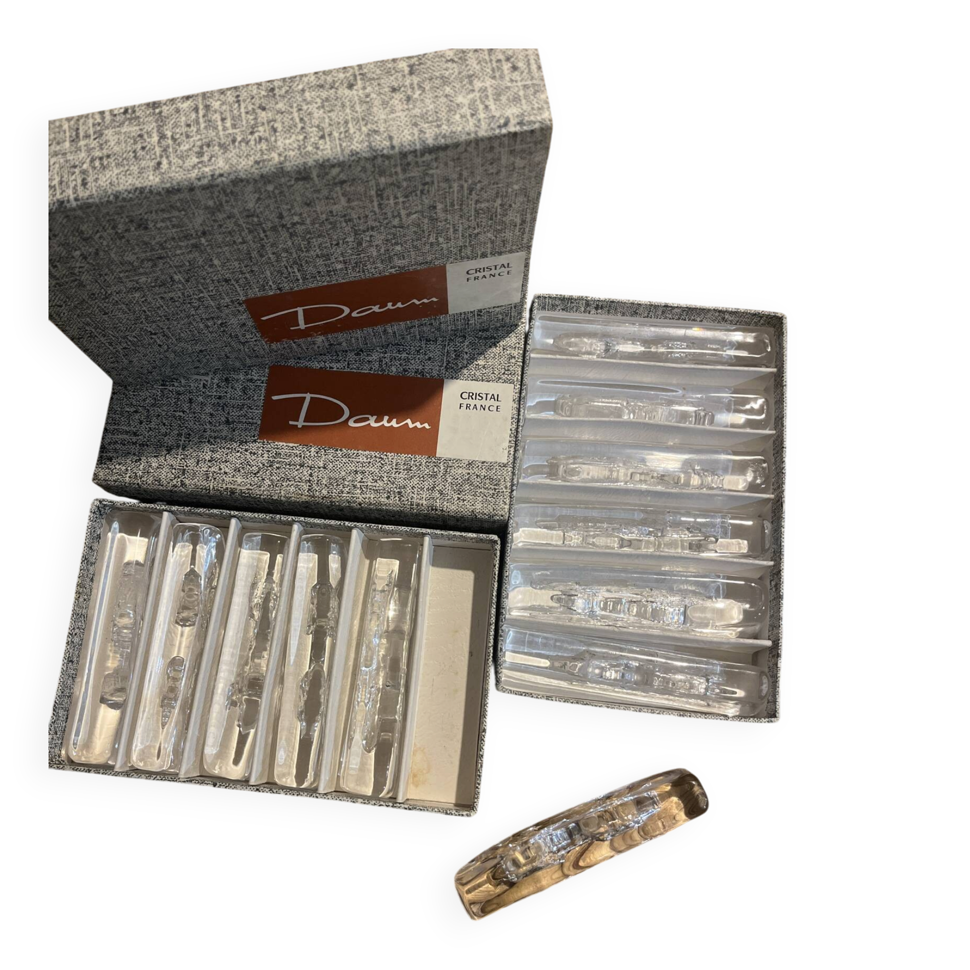 Set of 12 crystal knife rests by Daum - 1960