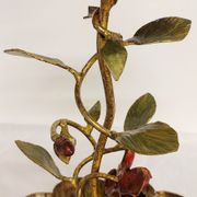 Wrought iron table lamp and gold leaf. France, 1950