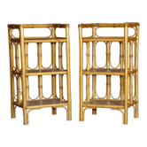 Pair of rattan bedside tables