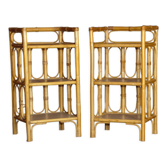 Pair of rattan bedside tables