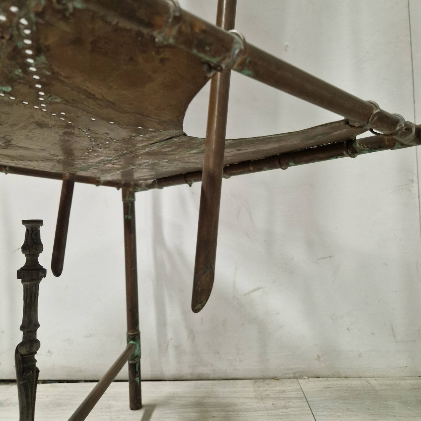 Copper and brass throne chair by Cor de Ree, Netherlands 1990