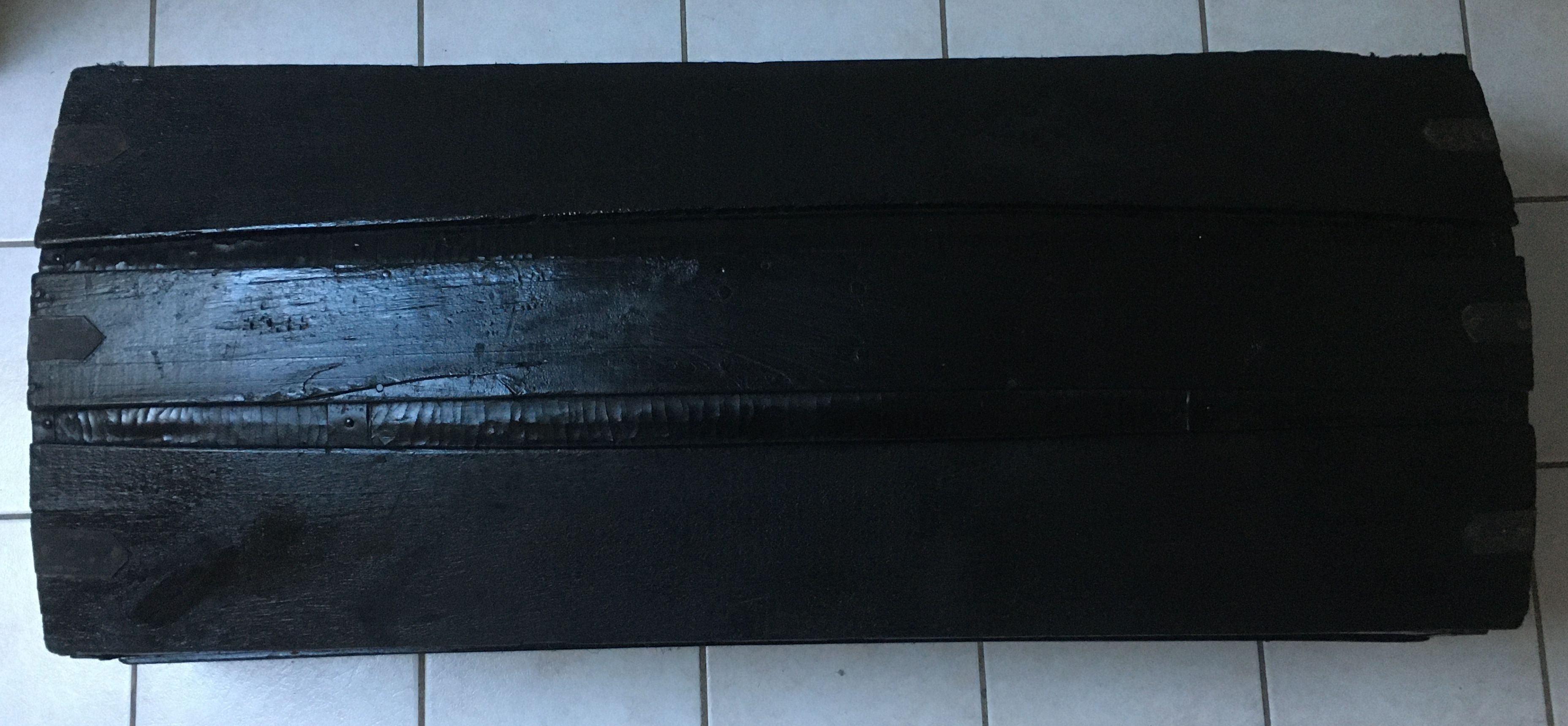 Old 19th century wooden travel chest