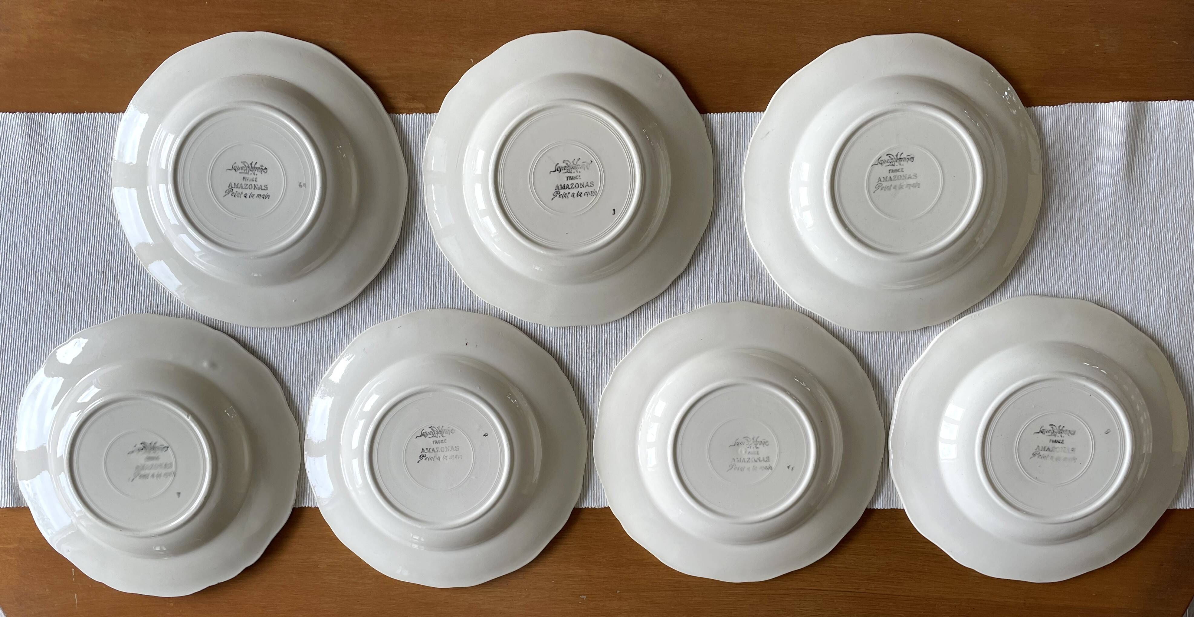 7 large antique deep plates in Sarreguemines earthenware