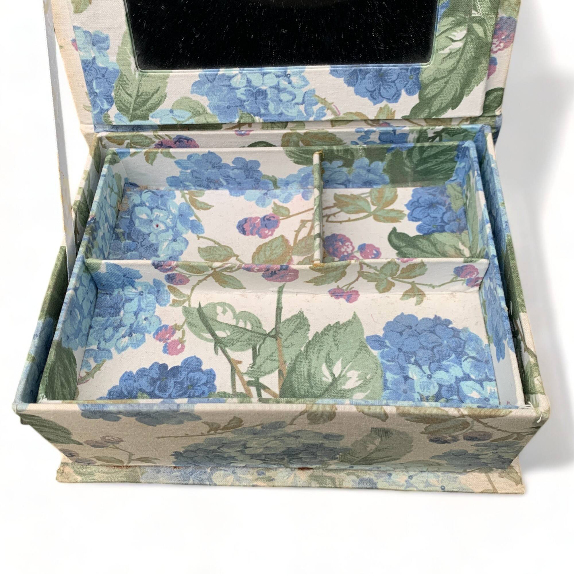 Jewelry box 21cm 70s with mirror and double level beauty makeup VINTAGE Old