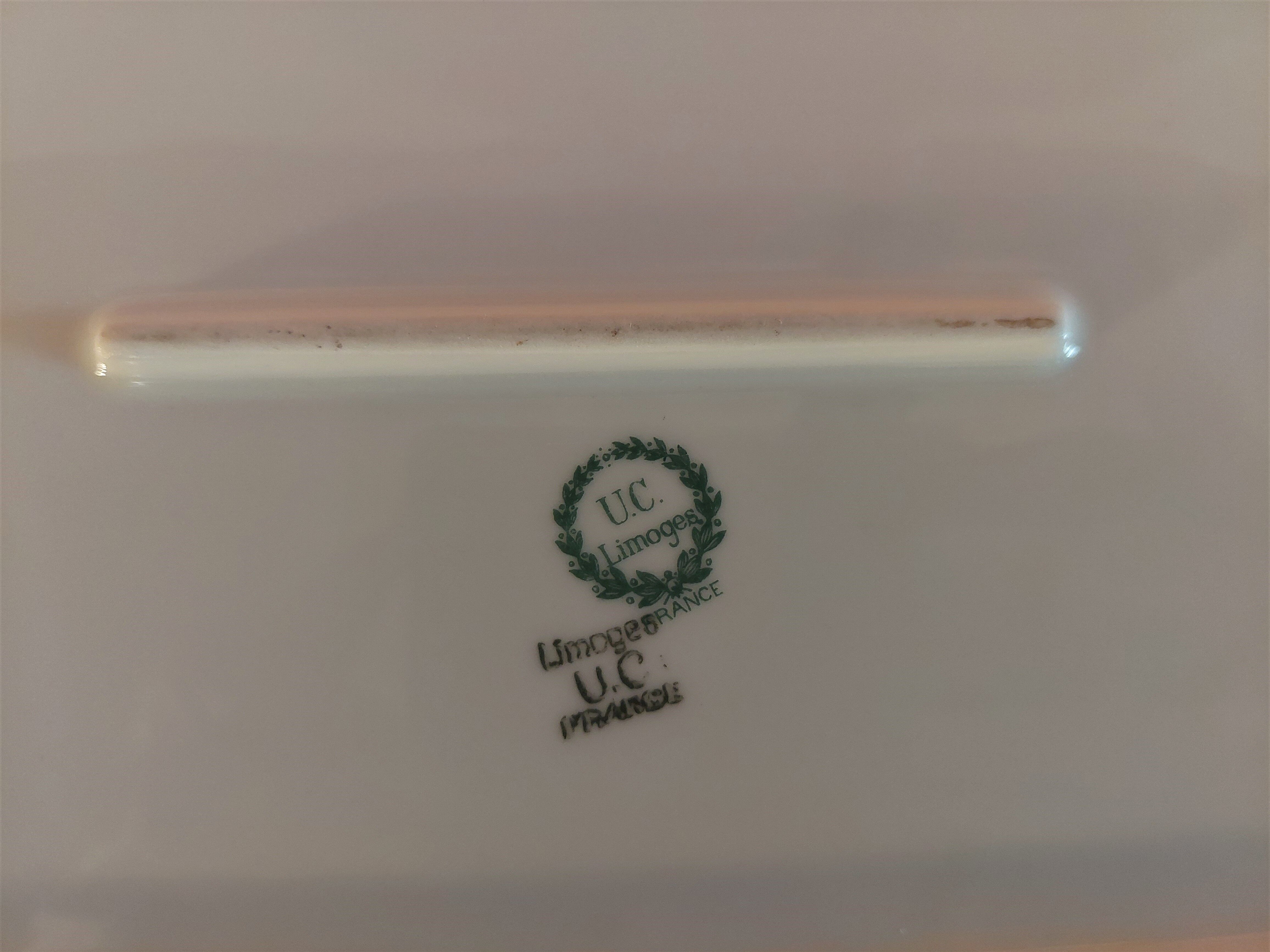 Asparagus dish and limoges porcelain drainer UC Limoges rose seedlings