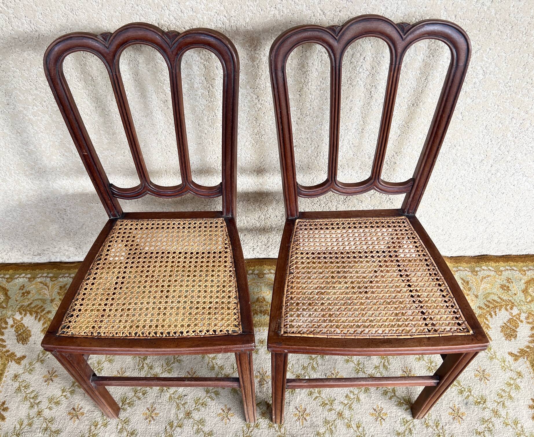 Pair of late 19th century mahogany bistro chairs