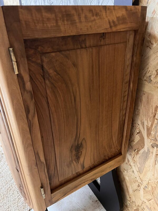 Buffet vintage Art Déco Isidore bois massif 2 portes et miroir