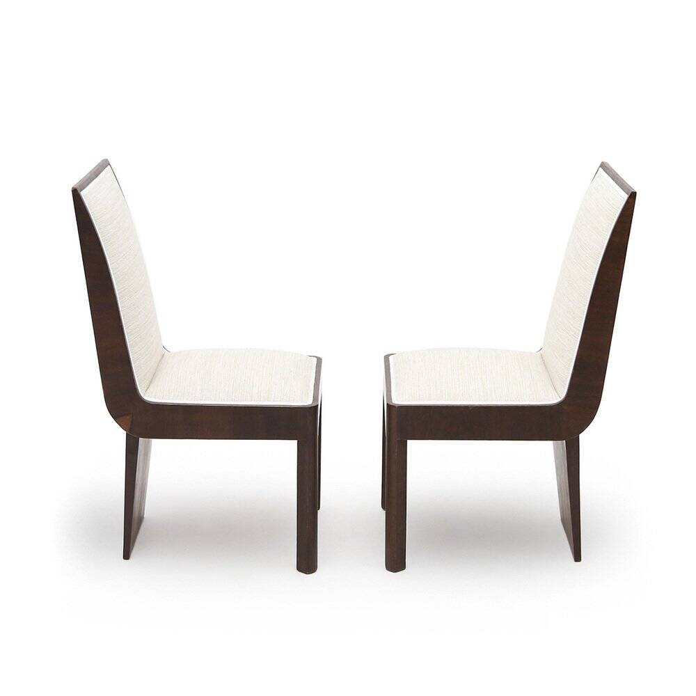 Set of heather wood and fabric chairs, 1940s.