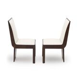 Set of heather wood and fabric chairs, 1940s.