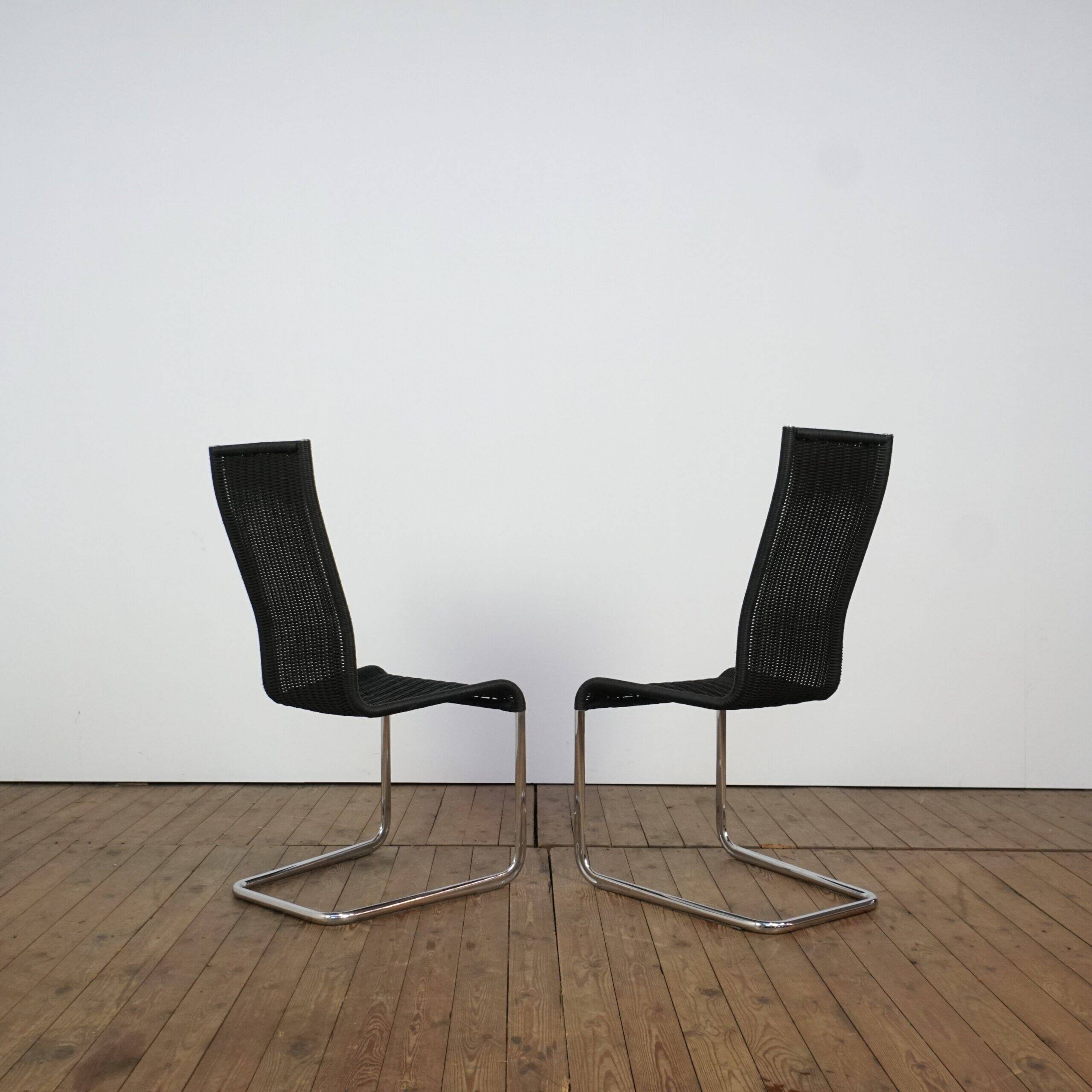 Set of 6 cane and chrome dining chairs by Axel Bruchhäuser for Tecta