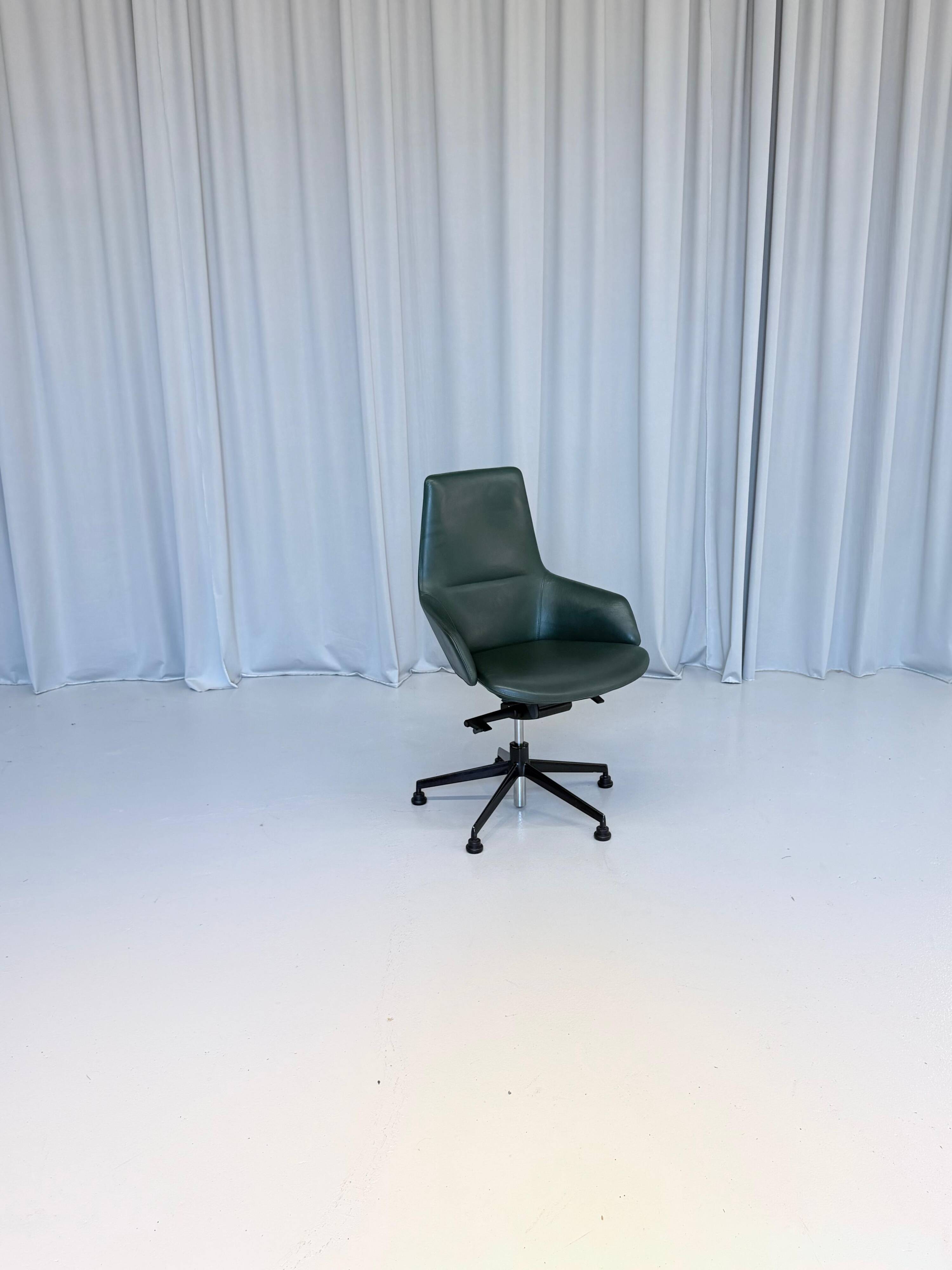 Green Leather Office Chair By Arper, Italy 2000’s