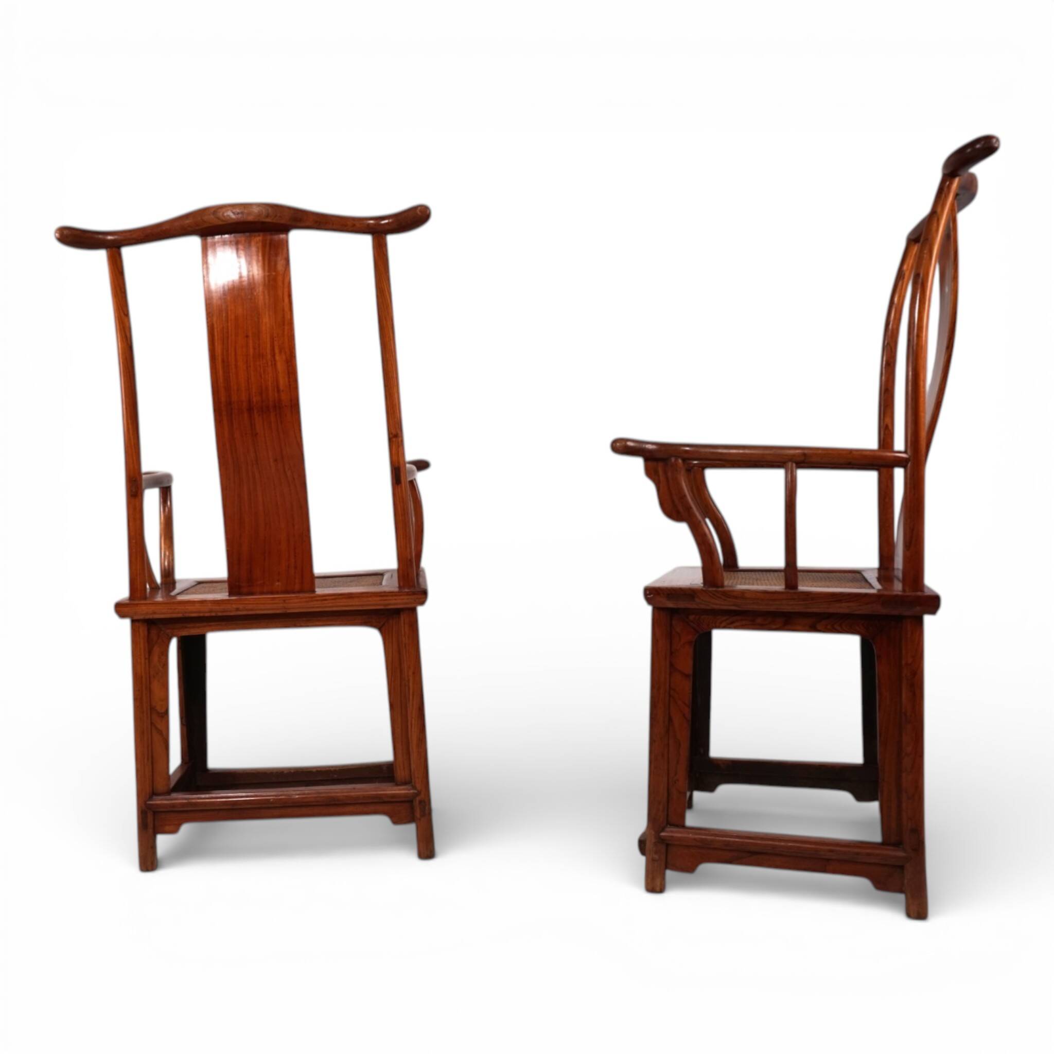 Set of 2 Chinese high-backed armchairs in the style of the Ming Dynasty, 19