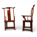 Set of 2 Chinese high-backed armchairs in the style of the Ming Dynasty, 19