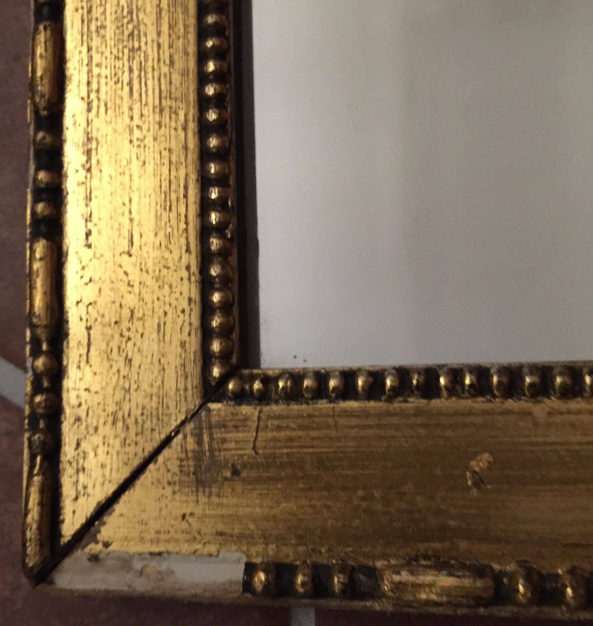 Rectangular mirror wooden gold 67 x 37 cm