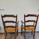 Paire de fauteuils bois paillé neo rustique circa 1950