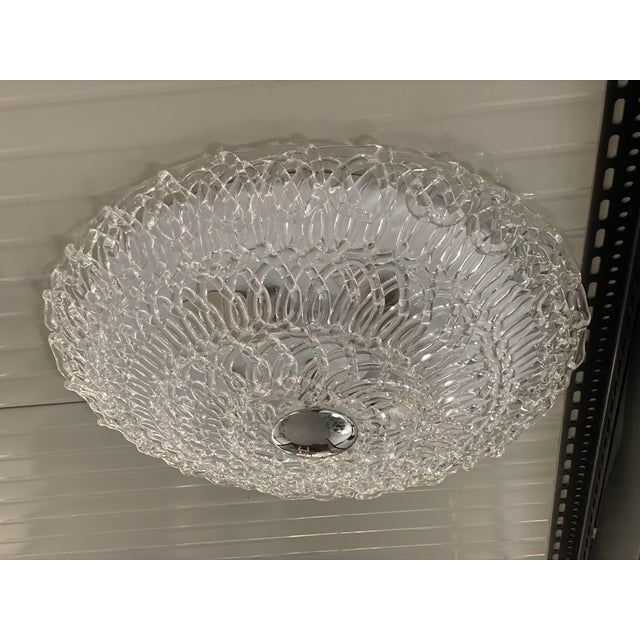 Contemporary transparent filigree flush mount in murano glass