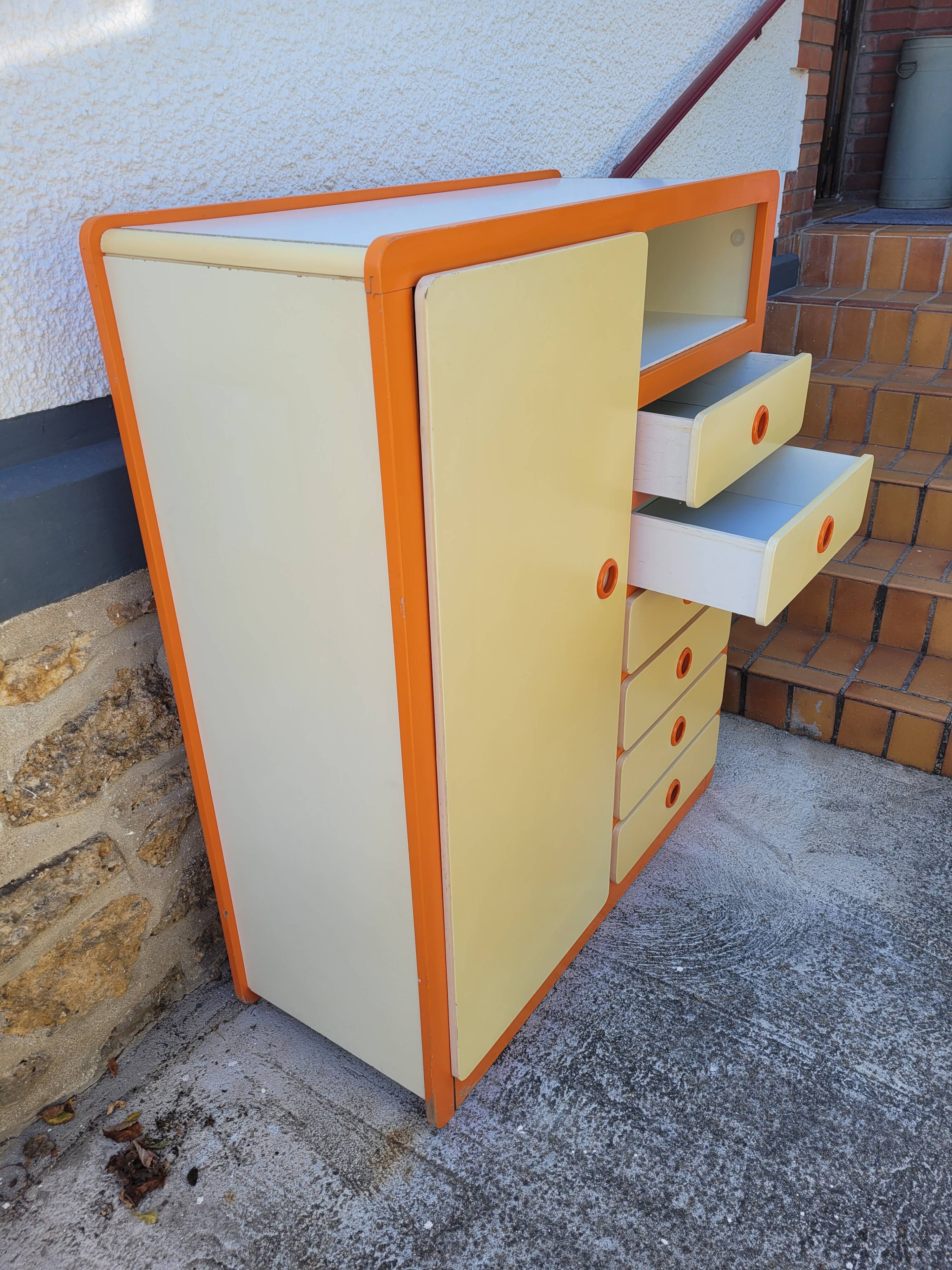 Vintage wardrobe and chest of drawers from the 1970s