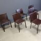 Vintage brown leather dining chairs, set of 6, 1980s