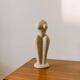 Beige Ceramic Fat Lava Statue – Abstract Mid-Century Modern Sculpture (2000s)