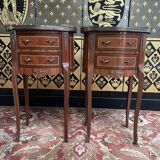 Paire de tables de chevets en marqueterie de style Louis XV