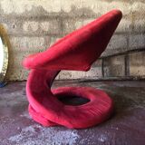 Jaymar Sculptural Post Modern Armchair with Red Spiral Ribbon, 1980s