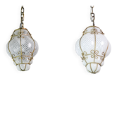 Venetian Lantern in Murano Reticello Glass, 1950s