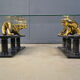 Brass and marble jaguar coffee table, 1970s