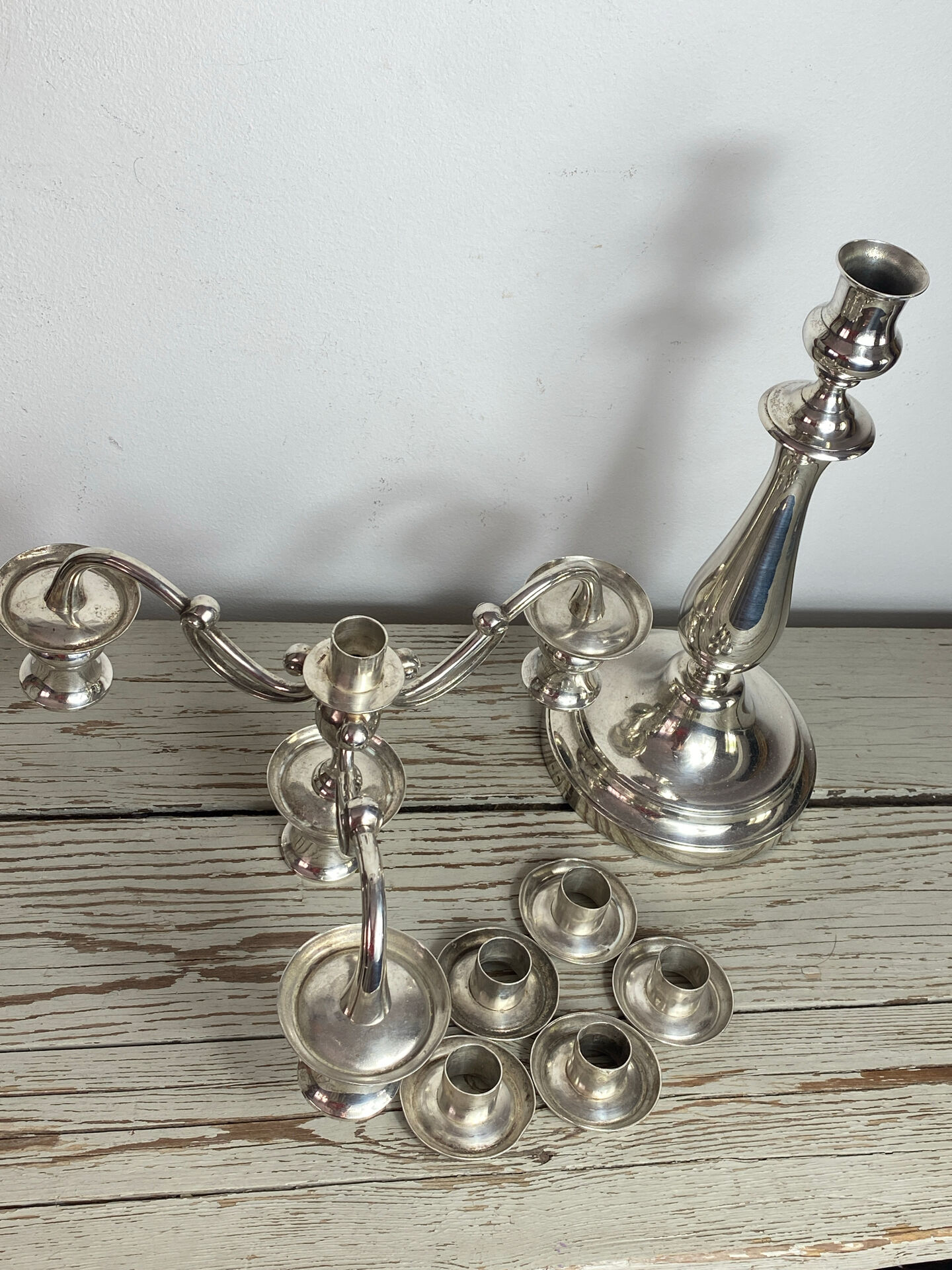 Silver-plated metal chandelier with 4 lights, Christofle