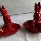 A set of 2 vintage storage compartments in the shape of rabbits