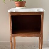 Vintage white and wood bedside table