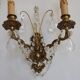 Pair of French Baroque Double Bronze Crystal Wall Lights Glass Bead Swags