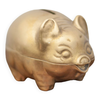 Piggy bank brass piggy bank, piggy bank, animal piggy bank, brass animal
