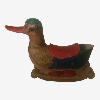 Canard mandarin en bois sculpté