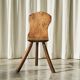 Tripod accent chair Wabi Sabi, hand-carved, 19th century.