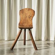 Tripod accent chair Wabi Sabi, hand-carved, 19th century.