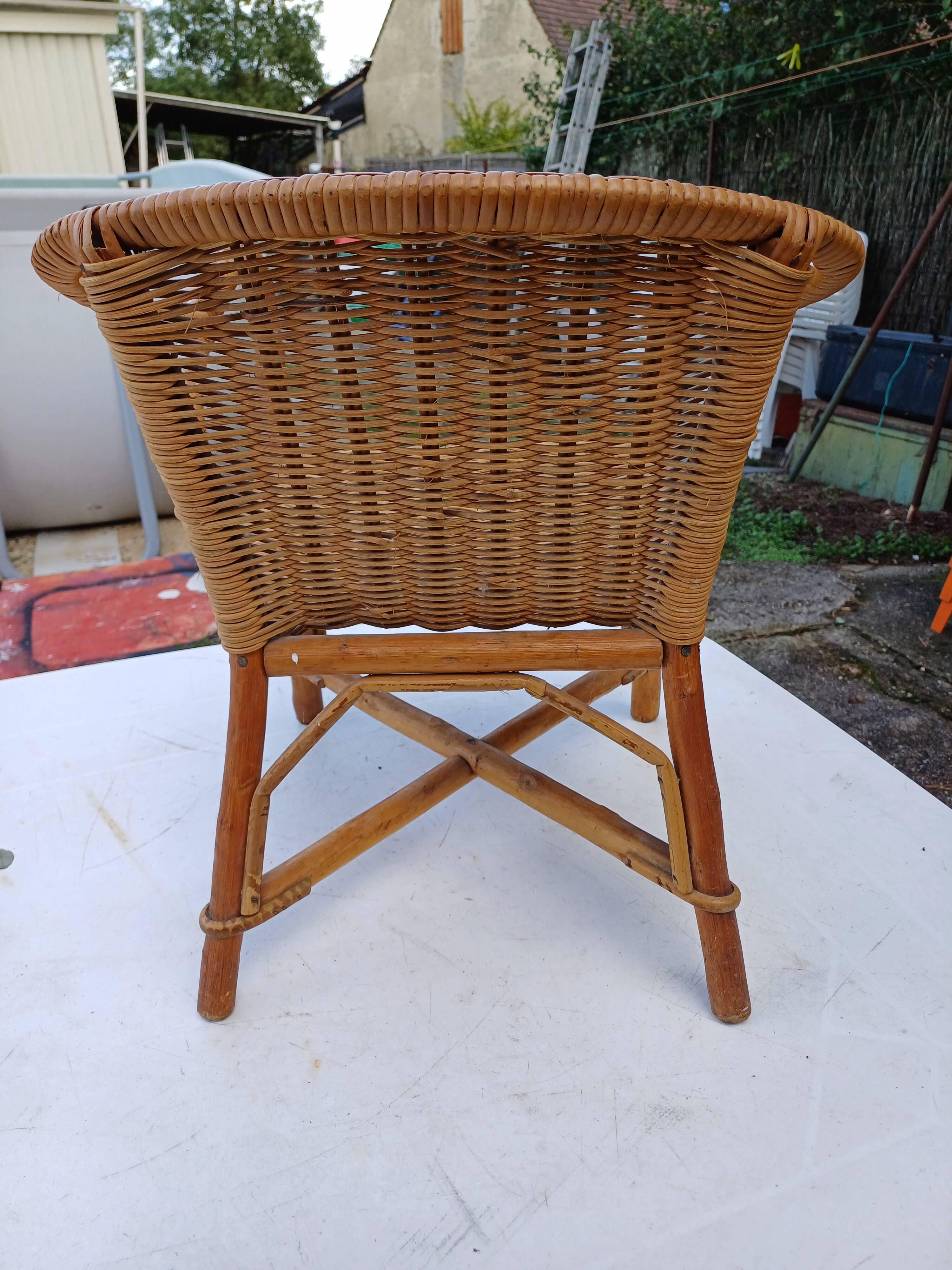 Vintage Bamboo Rattan Children's Armchair