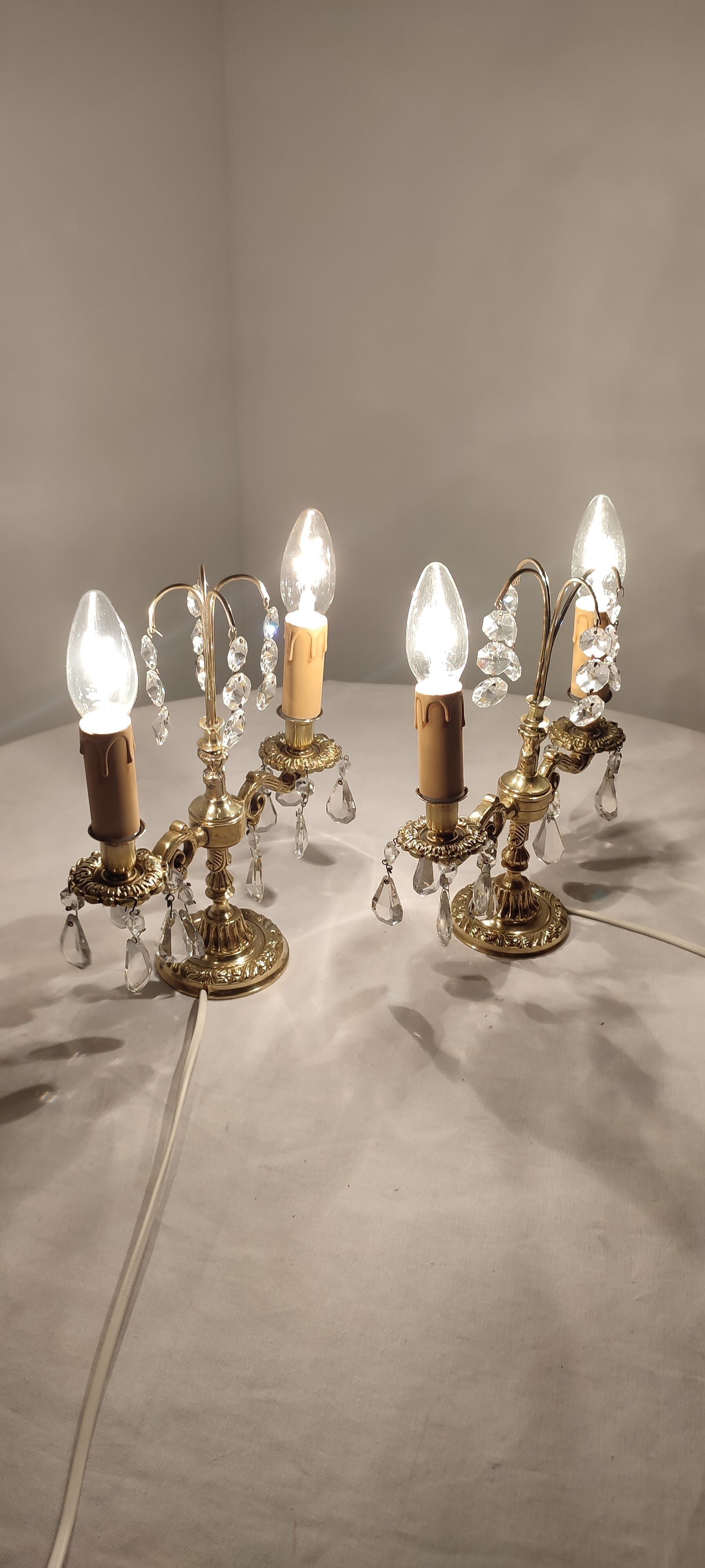 Classic bronze and crystal sconces. France 1950s.