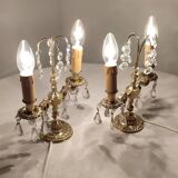 Classic bronze and crystal sconces. France 1950s.