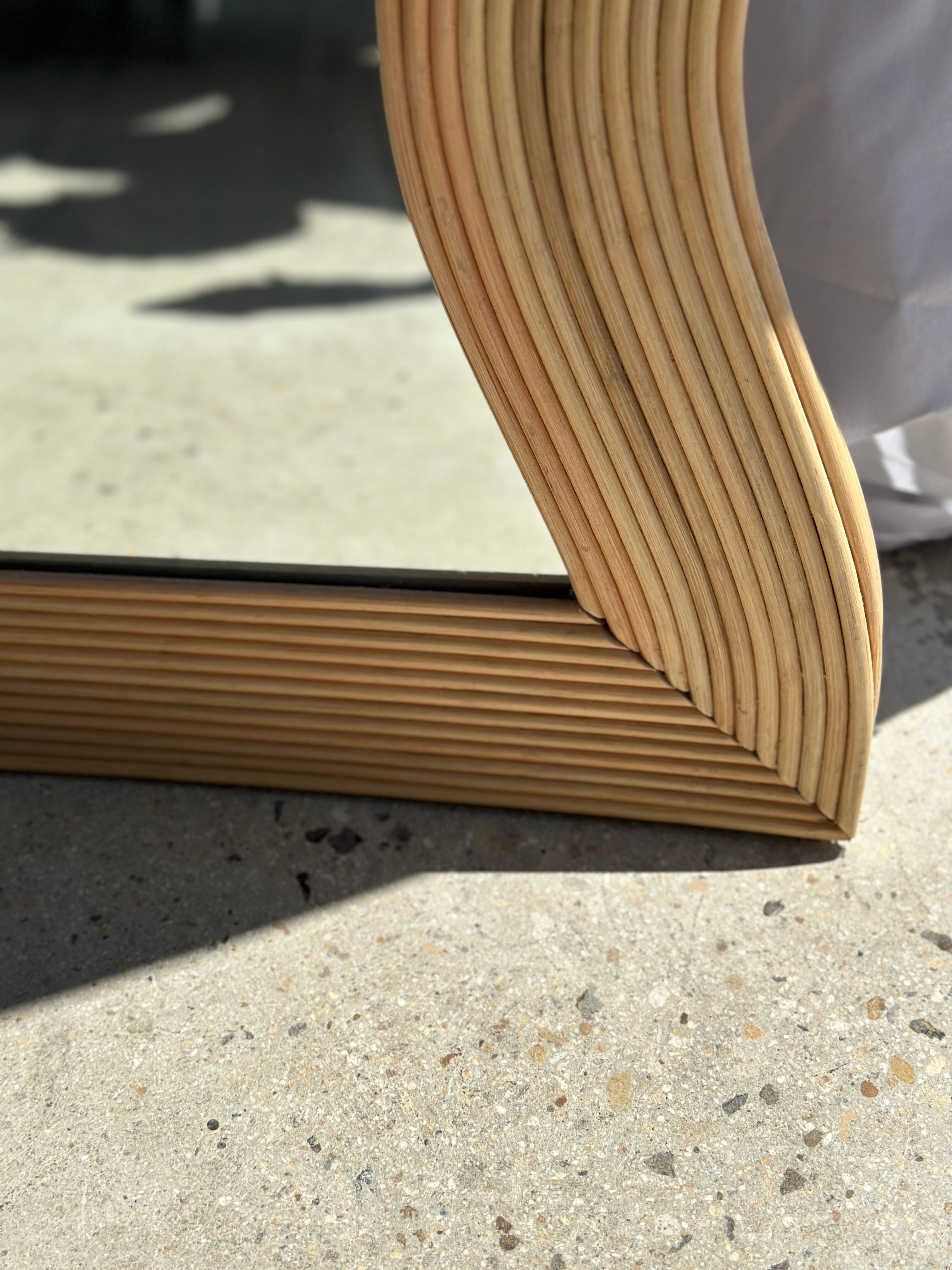 Zigzag rattan foot mirror H:182cm