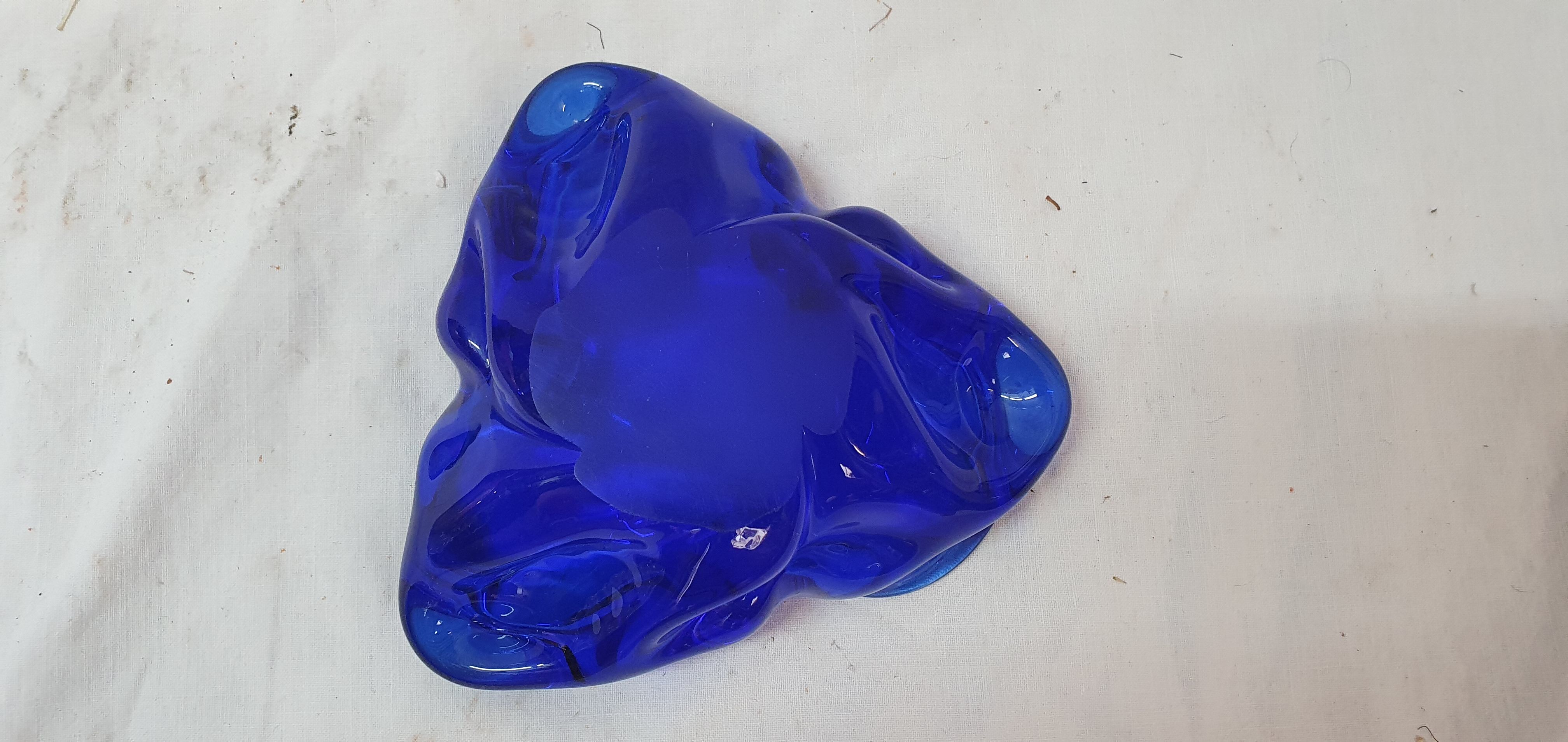 Murano ashtray royal blue glass paste