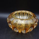 Murano Barovier Toso Ribbed Blown Glass Cup with Amber Color Inclusions