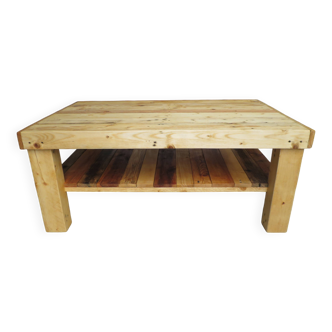 Raw coffee table with shelf