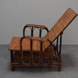 Rare Vintage Bauhaus Rattan & Bamboo Chair with Ottoman by Erich Dieckmann