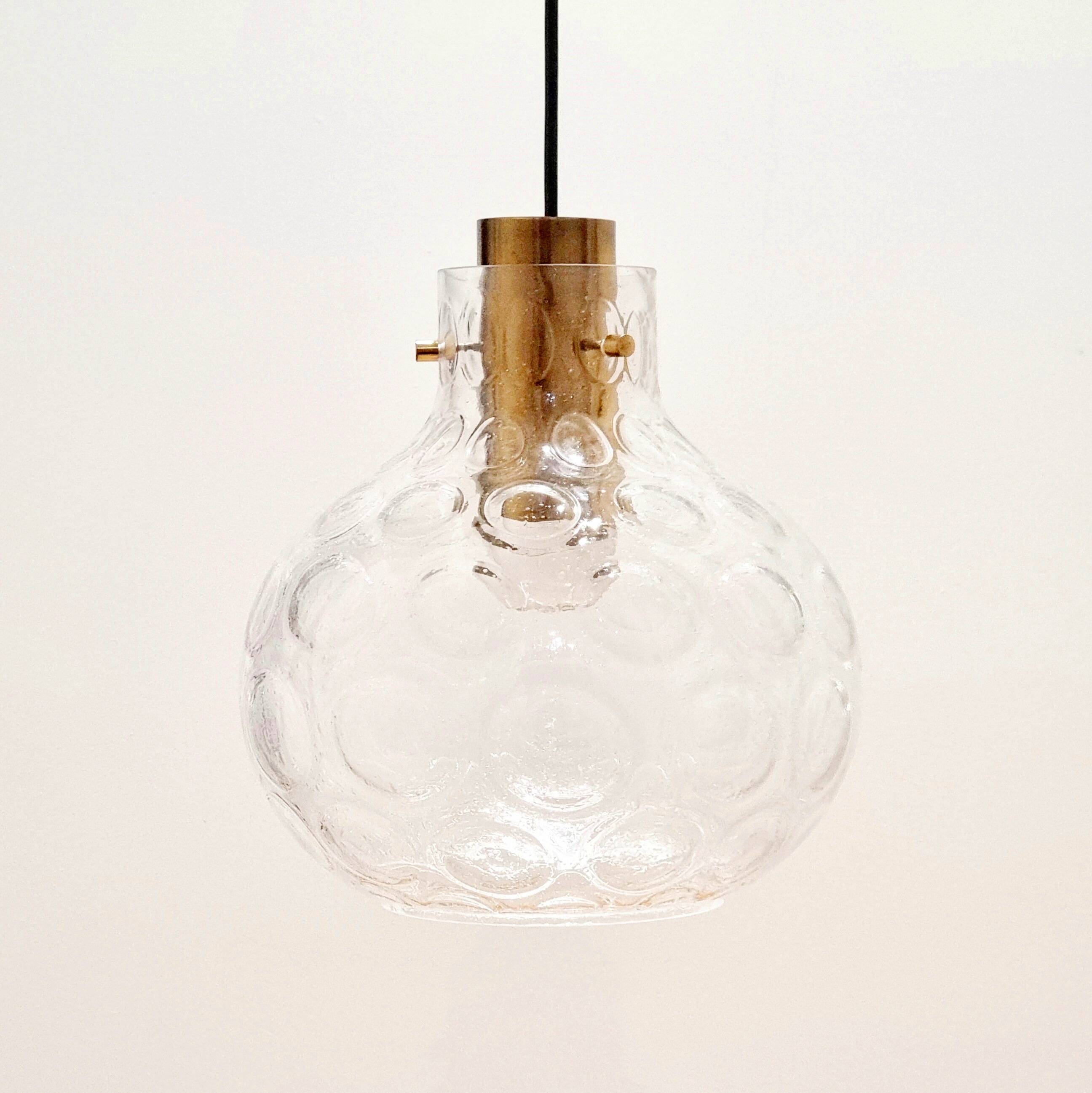 Mid-Century Bubble Glass & Brass Ceiling Light/Pendant by Helena Tynell for Limburg, Germany, 1960s