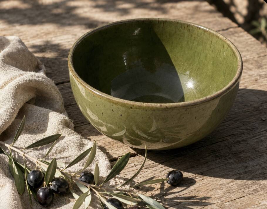 Glazed stoneware salad bowl Poterie du Der
