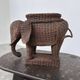 Large vintage wicker elephant plant stand / side table – sculptural bohemian statement