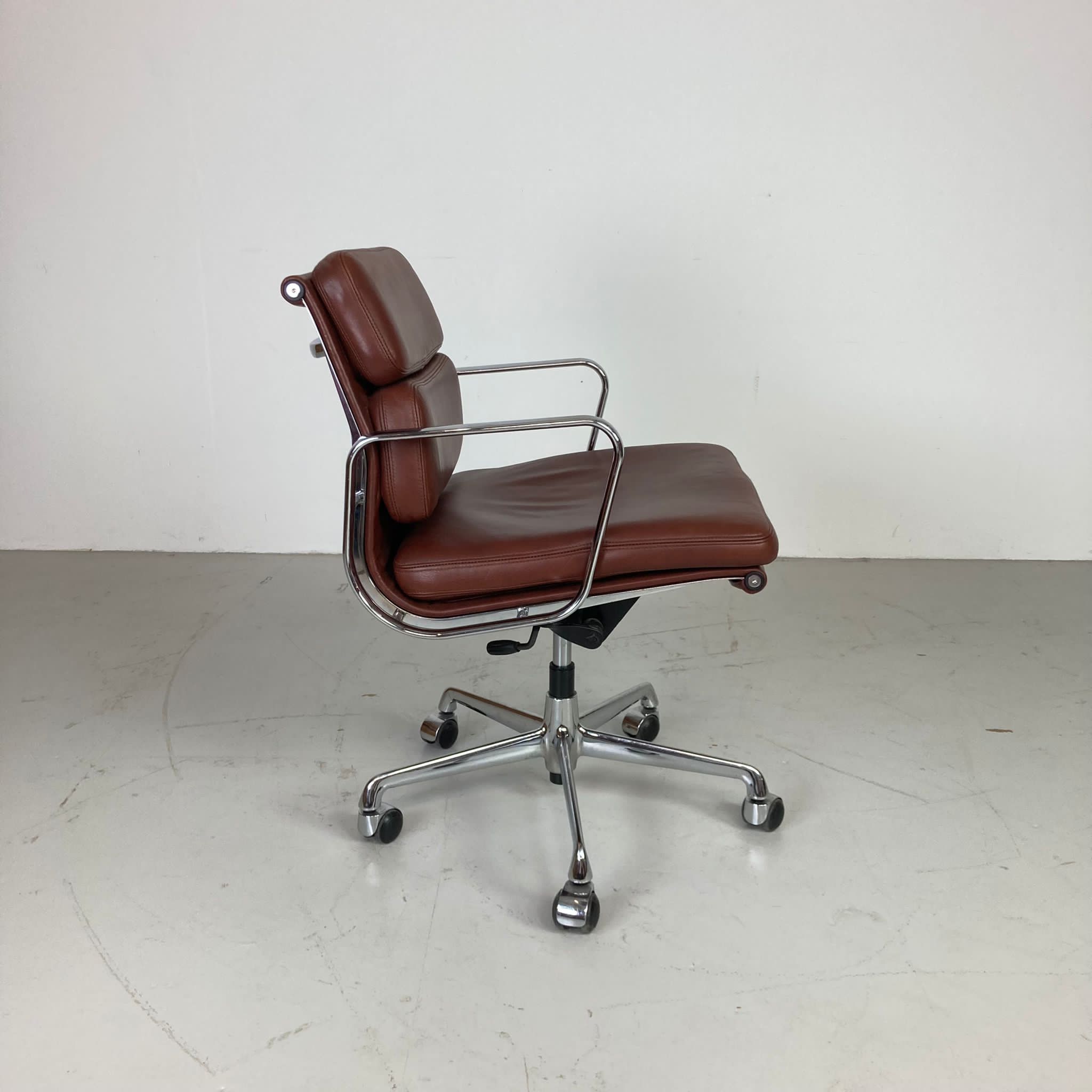 Eames ICF for Herman Miller brown leather Soft Pad Group chair