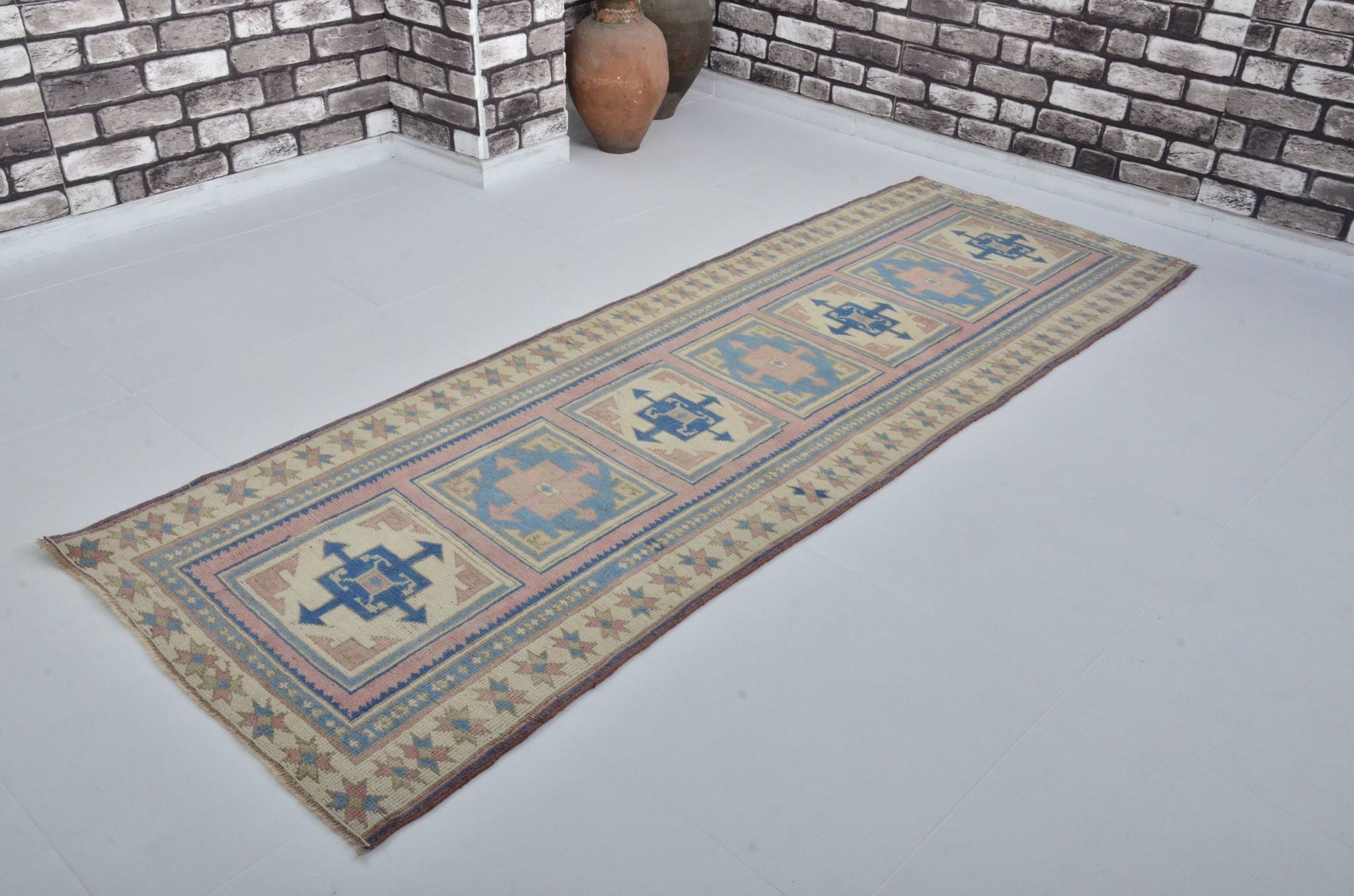 Tapis coureur Oushak vintage sku 3540